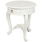 Francis Cabriole Leg Solid Mahogany Round Lamp Table in White - Chocolate Wood