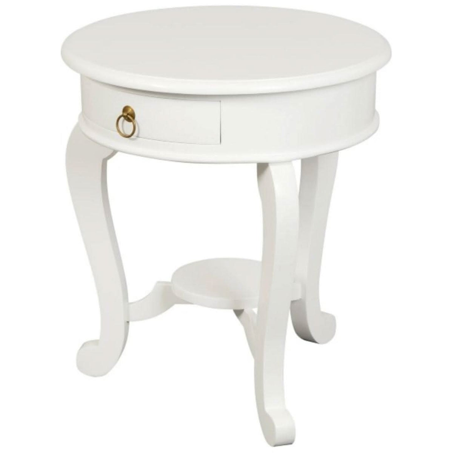 Francis Cabriole Leg Solid Mahogany Round Lamp Table in White - Chocolate Wood