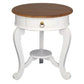 Francis Cabriole Leg Solid Mahogany Round Lamp Table in White / Caramel - Chocolate Wood