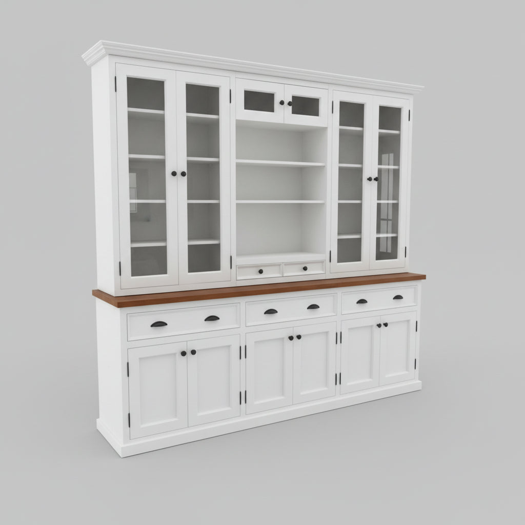 FRAZER WHITE PAINTED WALL UNIT BOOKCASE BOOKSHELF BUFFET HUTCH SIDEBOARD - MyChocolateWood