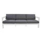 Fritz Outdoor 3-Seater Sofa in White with Dark Grey Cushions - Chocolate Wood