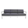 Fritz Outdoor 3-Seater Sofa in White with Dark Grey Cushions - Chocolate Wood