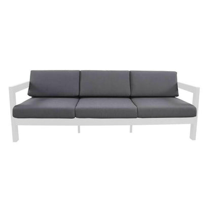 Fritz Outdoor 3-Seater Sofa in White with Dark Grey Cushions - Chocolate Wood