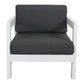 Fritz Outdoor Single Sofa in White with Dark Grey Cushions - Chocolate Wood