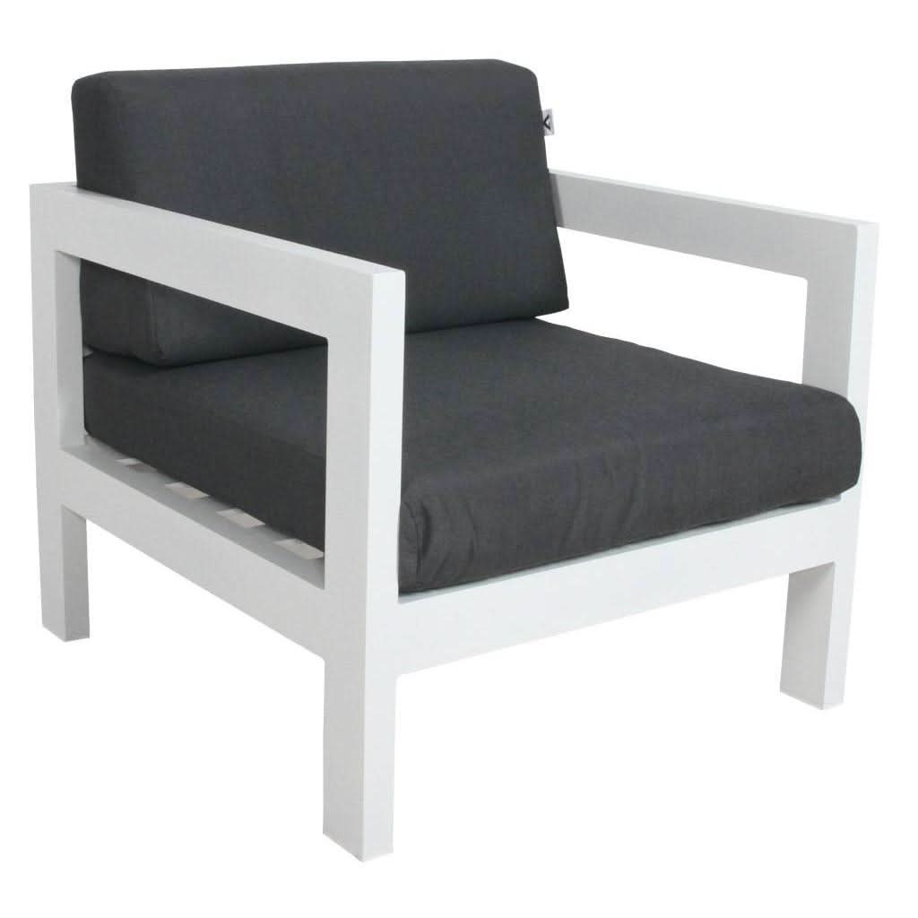 FRITZ OUTDOORS SINGLE SOFA IN WHITE/DARK GREY - MyChocolateWood