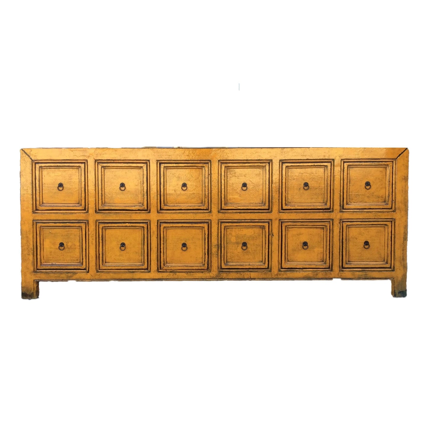 FUJIAN H7 CHINESE ANTIQUE RECYCLED  PINE TIMBER BUFFET/SIDEBOARD 12 DOORS GOLD COLOUR - MyChocolateWood