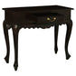 Gabrielle Queen Ann Solid Mahogany Carved 1-Drawer Console Table 90cm in Chocolate - Chocolate Wood