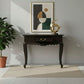 Gabrielle Queen Ann Solid Mahogany Carved 1-Drawer Console Table 90cm in Chocolate - Chocolate Wood