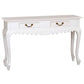 Gabrielle Queen Ann Console Table, 120cm in Solid White - Chocolate Wood