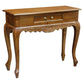 Gabrielle Queen Ann Solid Mahogany Carved 1-Drawer Console Table 90cm in Light Pecan - Chocolate Wood