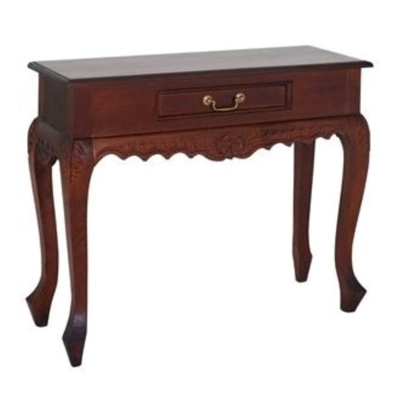 Gabrielle Queen Ann Console Table, 90cm in Mahogany - Chocolate Wood