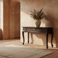 GABRIELLE QUEEN ANN SOLID MAHOGANY CARVED  CONSOLE TABLE/HALL TABLE 2 DRAWERS IN CHOCOLATE 120CM - MyChocolateWood