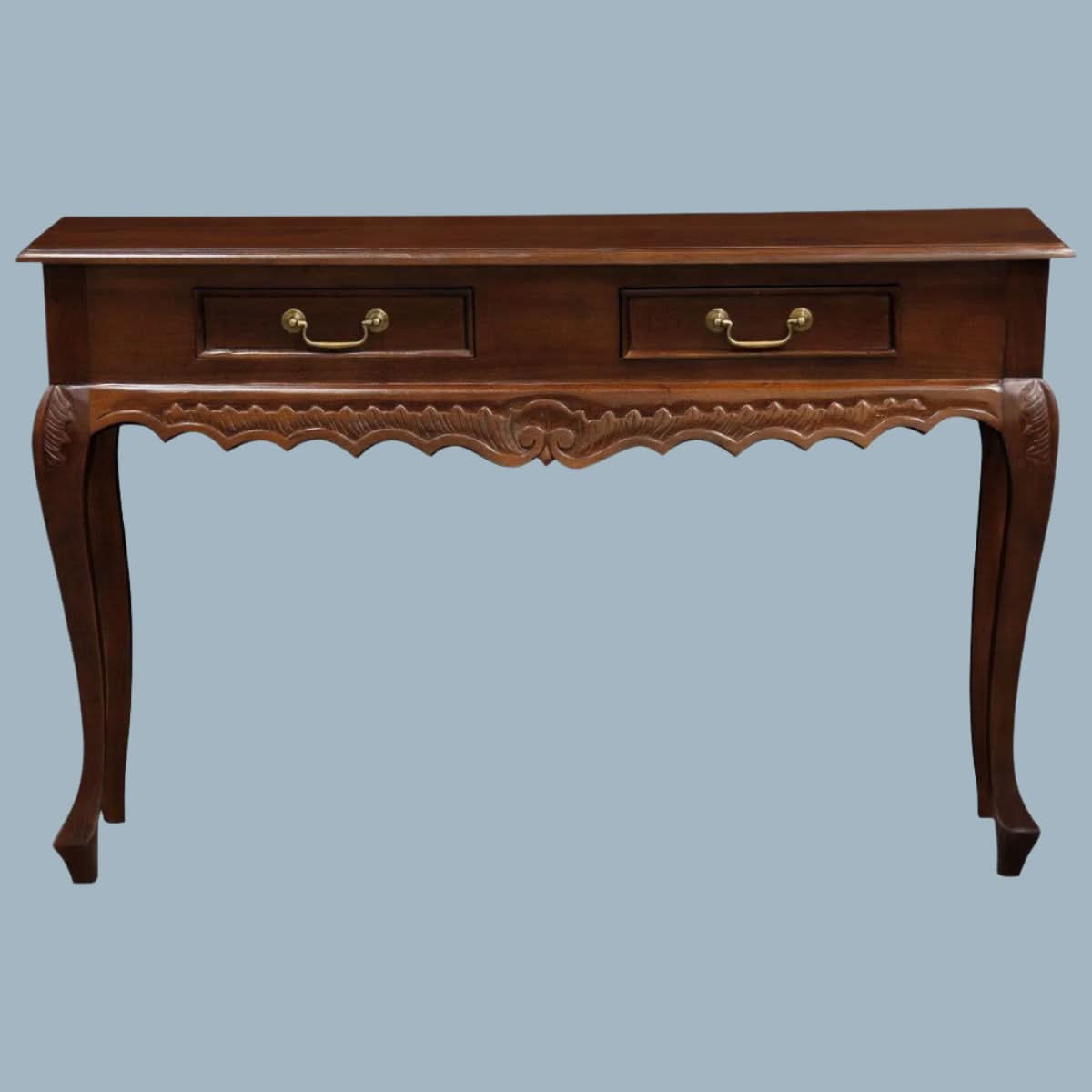 Gabrielle Queen Ann Console Table, 120cm in Mahogany - Chocolate Wood