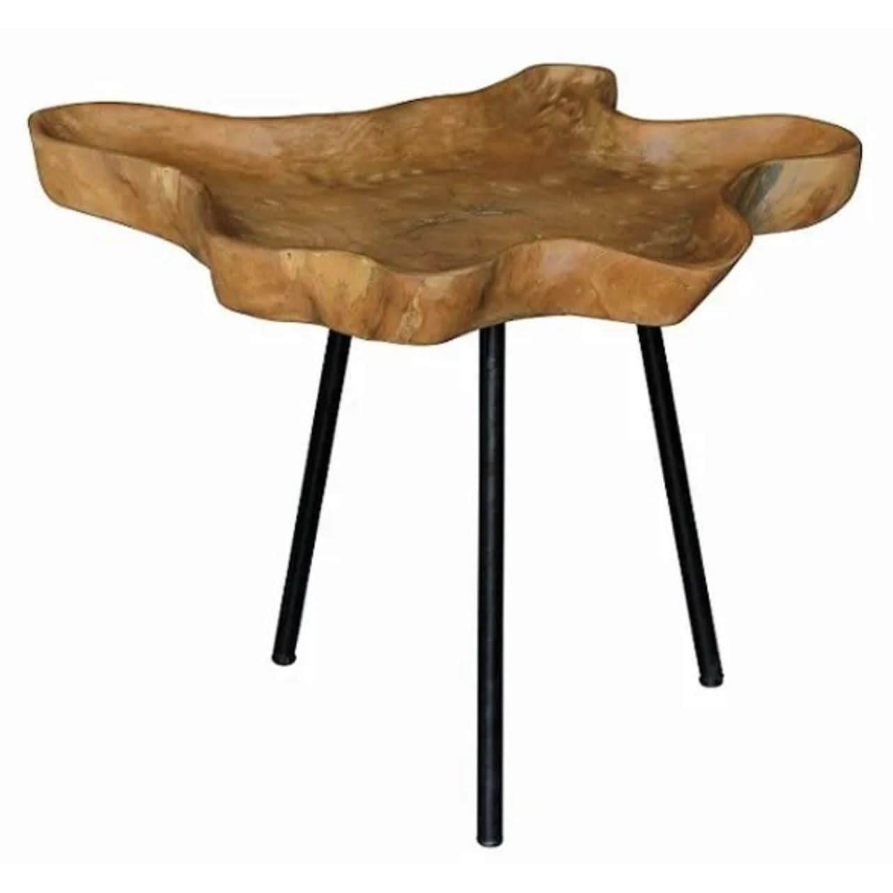 GAMBIER IRON & SOLID RECYCLED TEAK LAMP/SIDE TABLE IN NATURAL - MyChocolateWood