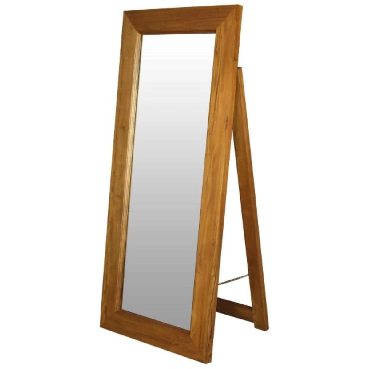 GARDINER SOLID MAHOGANY TIMBER FRAME FREE STANDING MIRROR IN LIGHT PECAN - MyChocolateWood