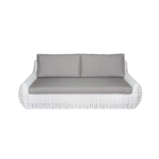 GASCONI 3-SEATER OUTDOOR ARMLESS SOFA WHITE FRAME/GREY CUSHIONS - MyChocolateWood