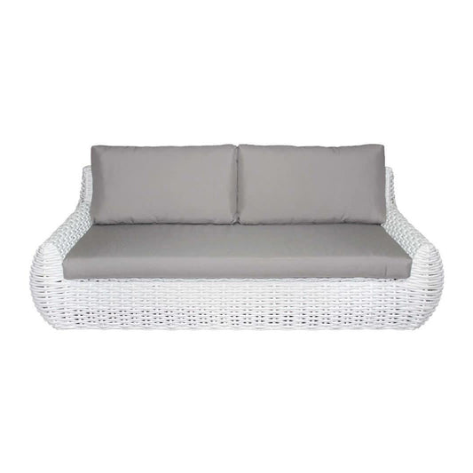 GASCONI 3-SEATER OUTDOOR ARMLESS SOFA WHITE FRAME/GREY CUSHIONS