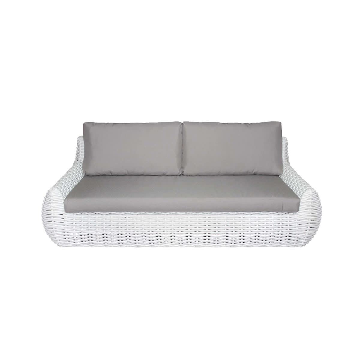 GASCONI 3-SEATER OUTDOOR ARMLESS SOFA WHITE FRAME/GREY CUSHIONS - MyChocolateWood