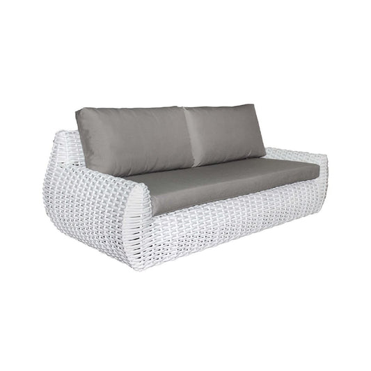 GASCONI 3-SEATER OUTDOOR ARMLESS SOFA WHITE FRAME/GREY CUSHIONS - MyChocolateWood