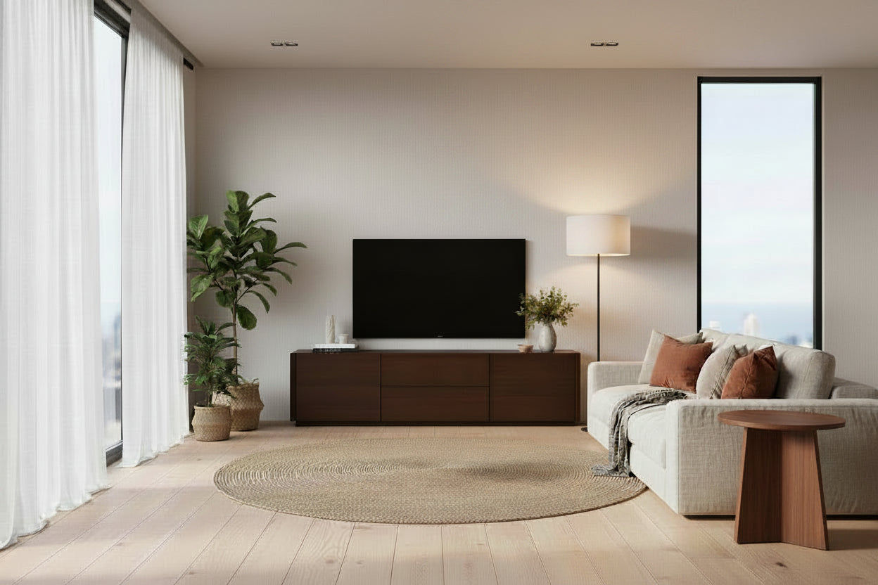 GATSBY 190CM MINDI WOOD 2 DOOR 2 DRAWER TV UNIT, WALNUT - MyChocolateWood