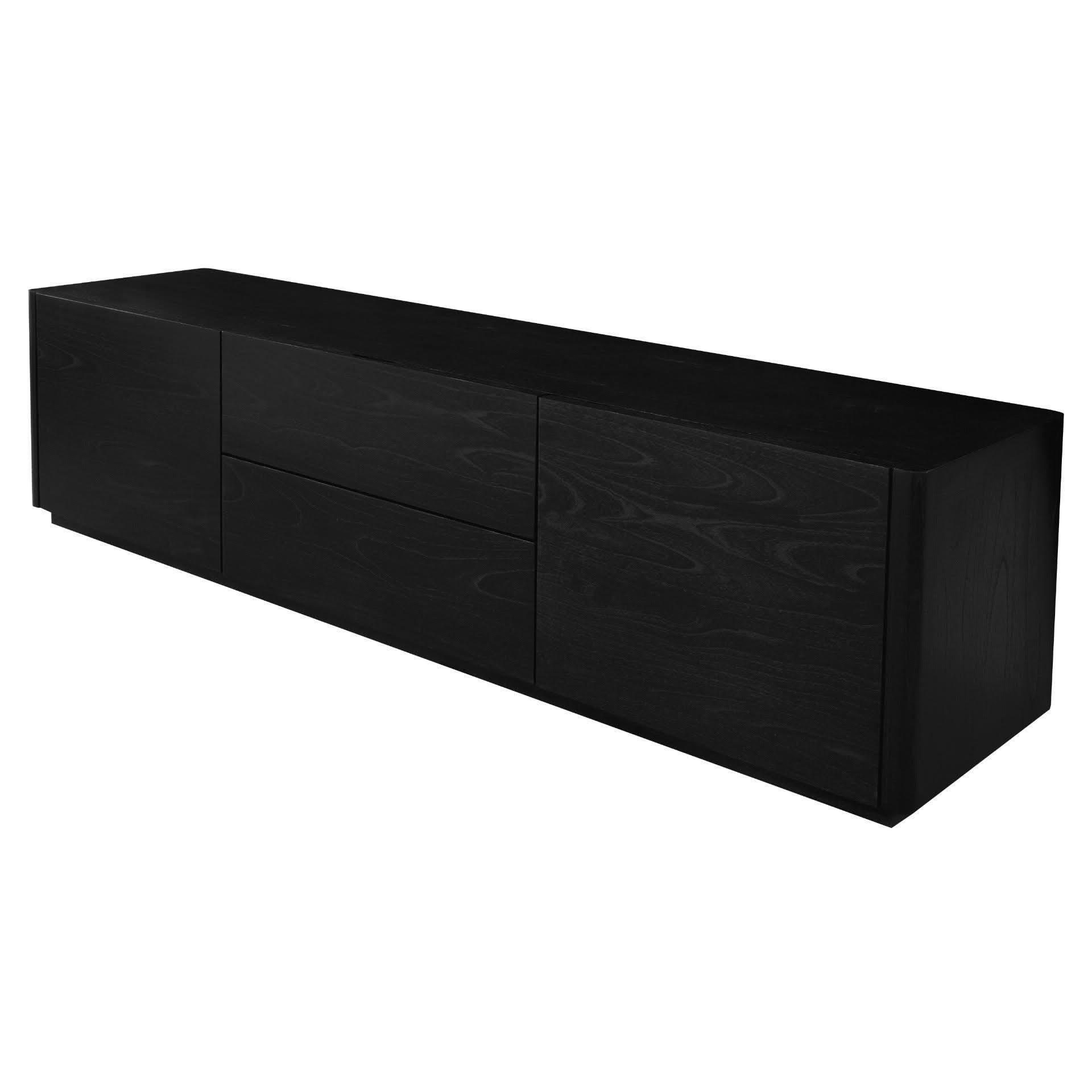 Gatsby Solid Mindi Timber 2-Door 2-Drawer TV Unit 190cm in Black - Chocolate Wood
