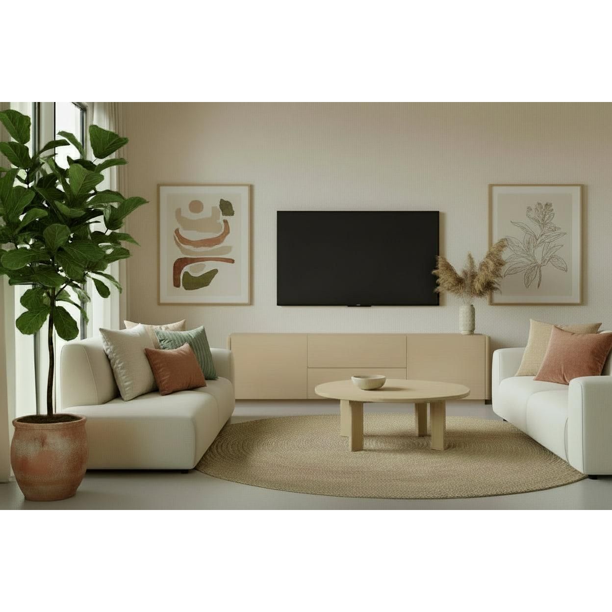 Gatsby Solid Mindi Timber 2-Door 2-Drawer TV Unit 190cm in Natural - Chocolate Wood
