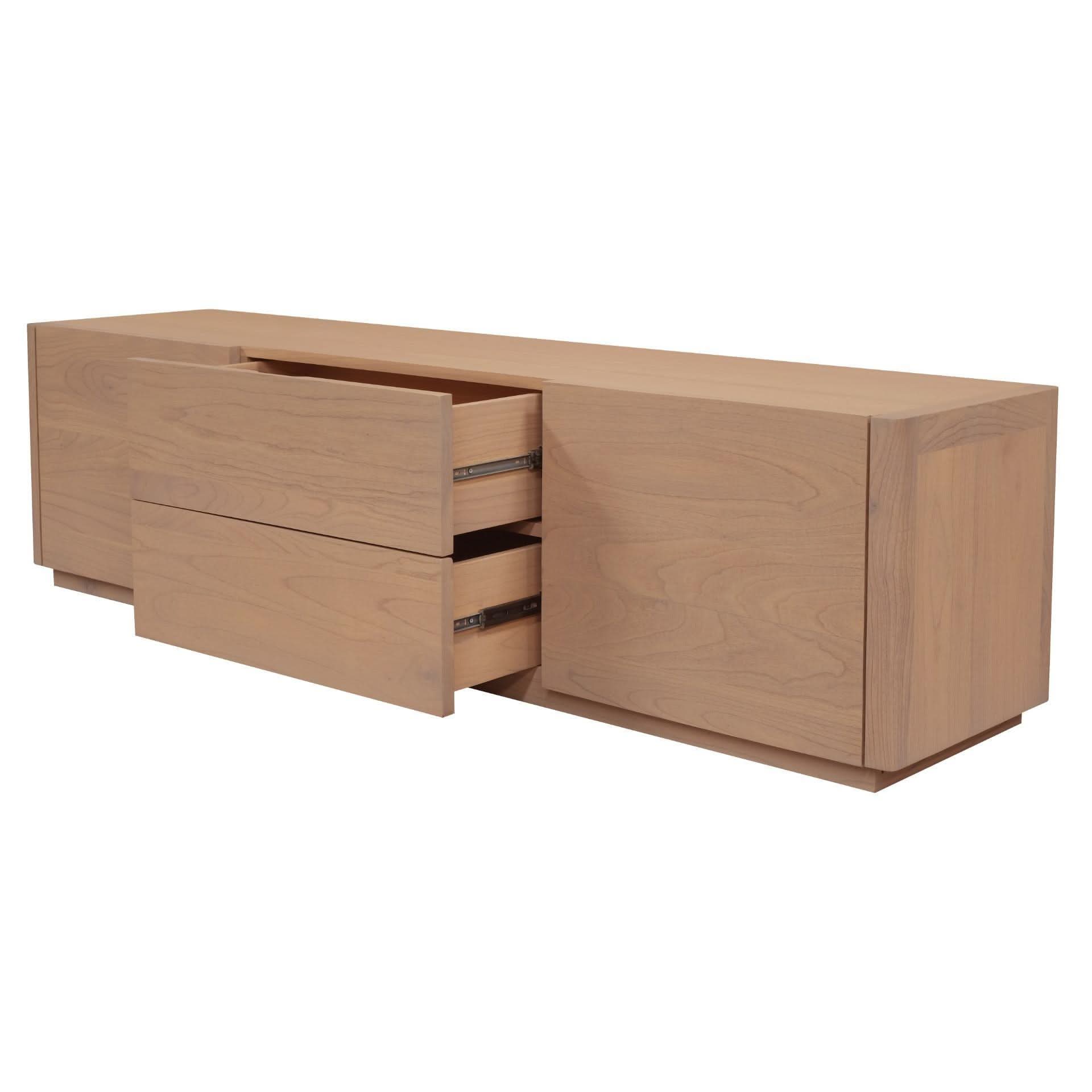 Gatsby Solid Mindi Timber 2-Door 2-Drawer TV Unit 190cm in Natural - Chocolate Wood