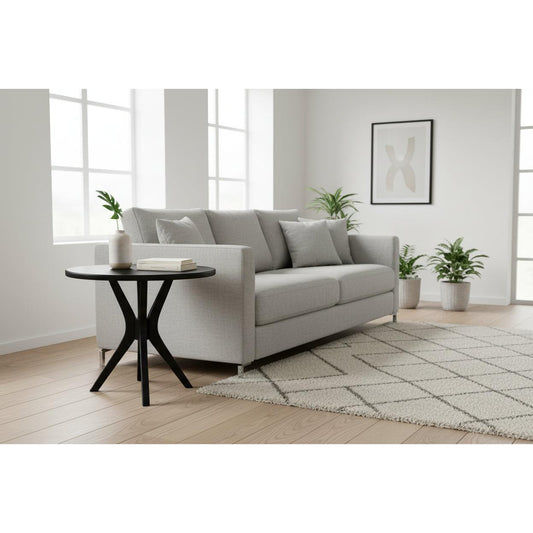 Gatsby Solid Mindi Timber Large Round Side Table / Lamp Table in Black - Chocolate Wood