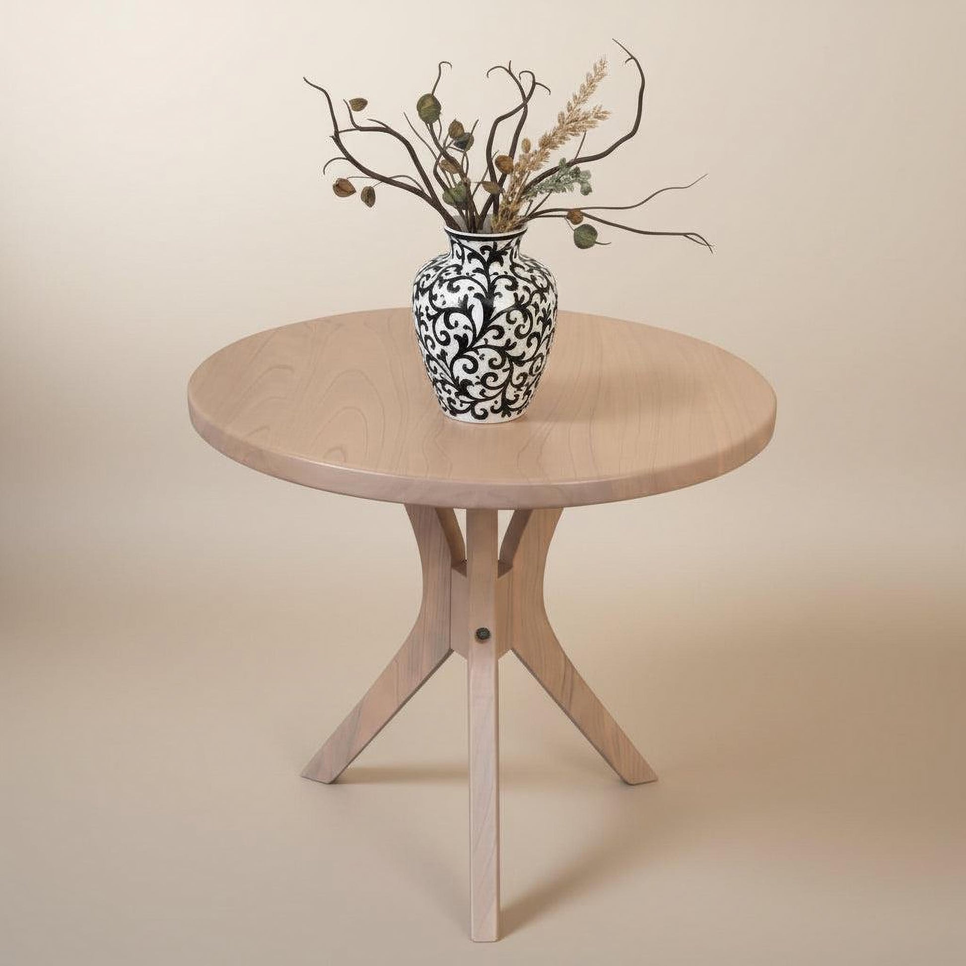 Gatsby Solid Mindi Timber Large Round Side Table / Lamp Table in Natural - Chocolate Wood