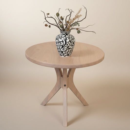 GATSBY WHITE CEDAR LARGE ROUND SIDE TABLE/LAMP TABLE NATURAL - MyChocolateWood