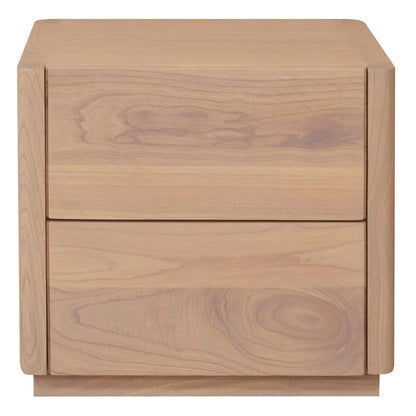 Gatsby Solid Mindi Timber 2-Drawer Bedside Table in Natural - Chocolate Wood