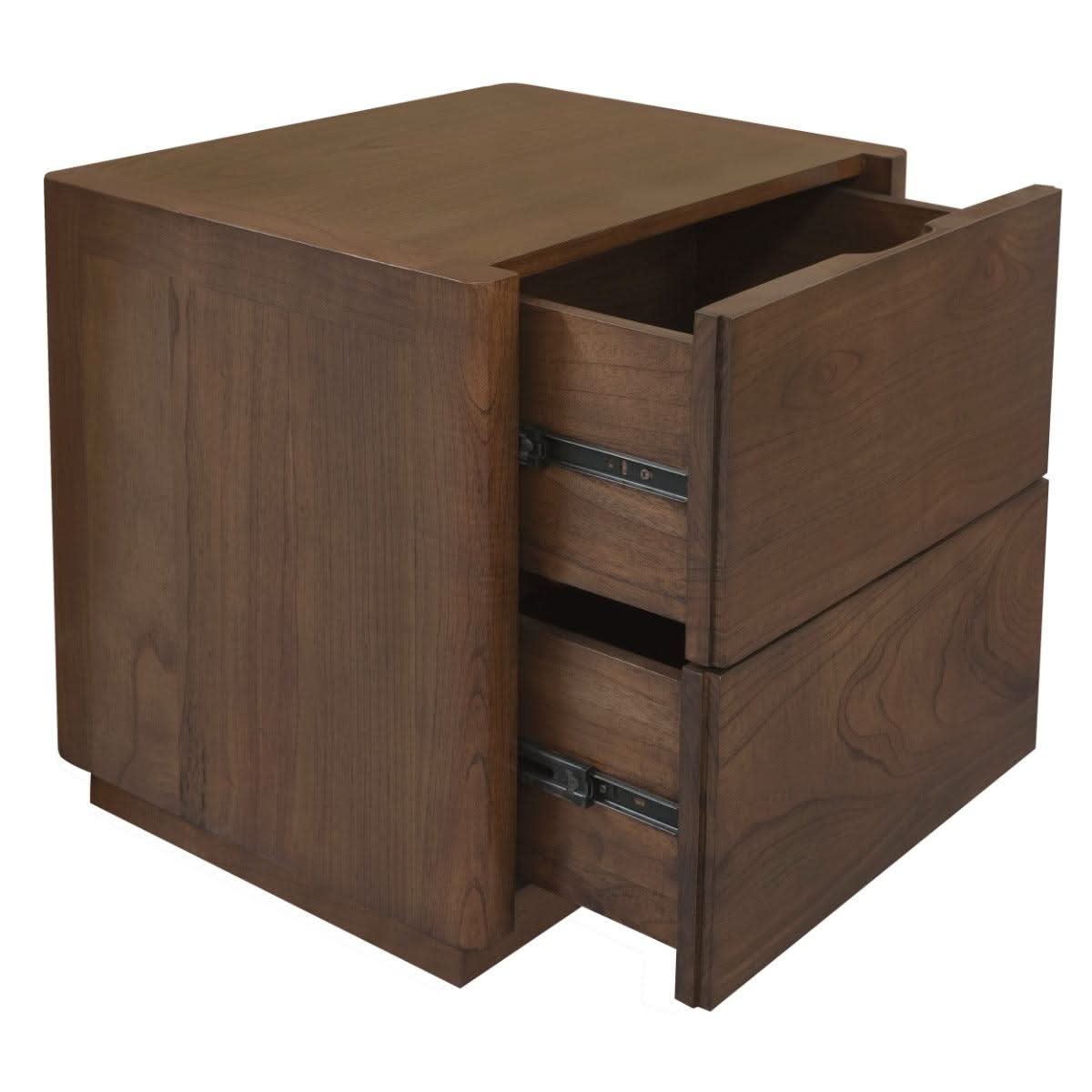 Gatsby Solid Mindi Timber 2-Drawer Bedside Table in Walnut - Chocolate Wood
