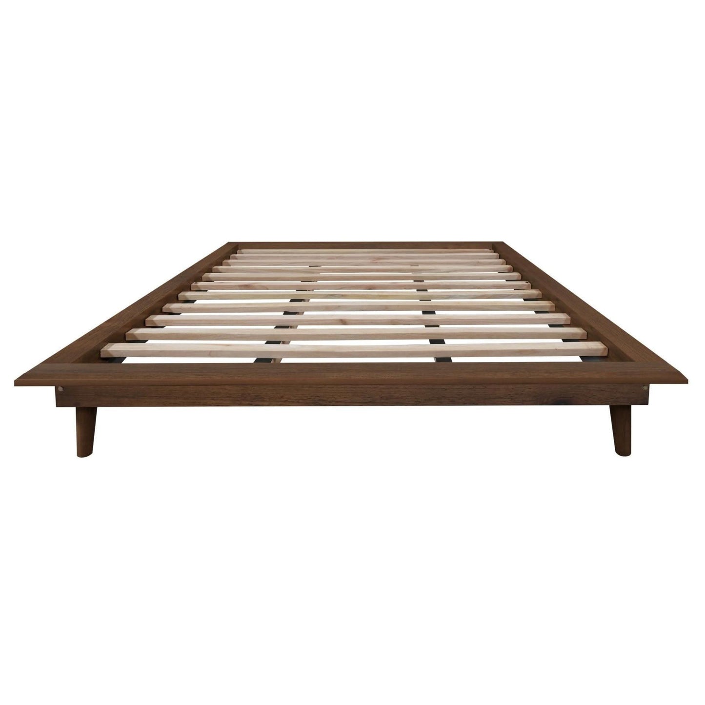Gatsby Solid Mindi Timber Queen Platform Bed in Walnut - Chocolate Wood