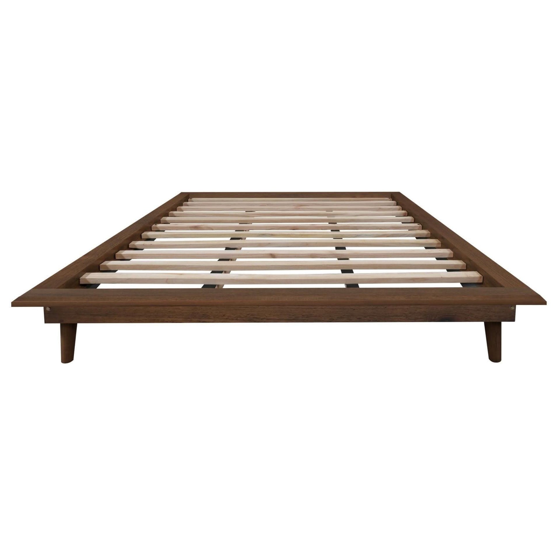 Gatsby Solid Mindi Timber Queen Platform Bed in Walnut - Chocolate Wood