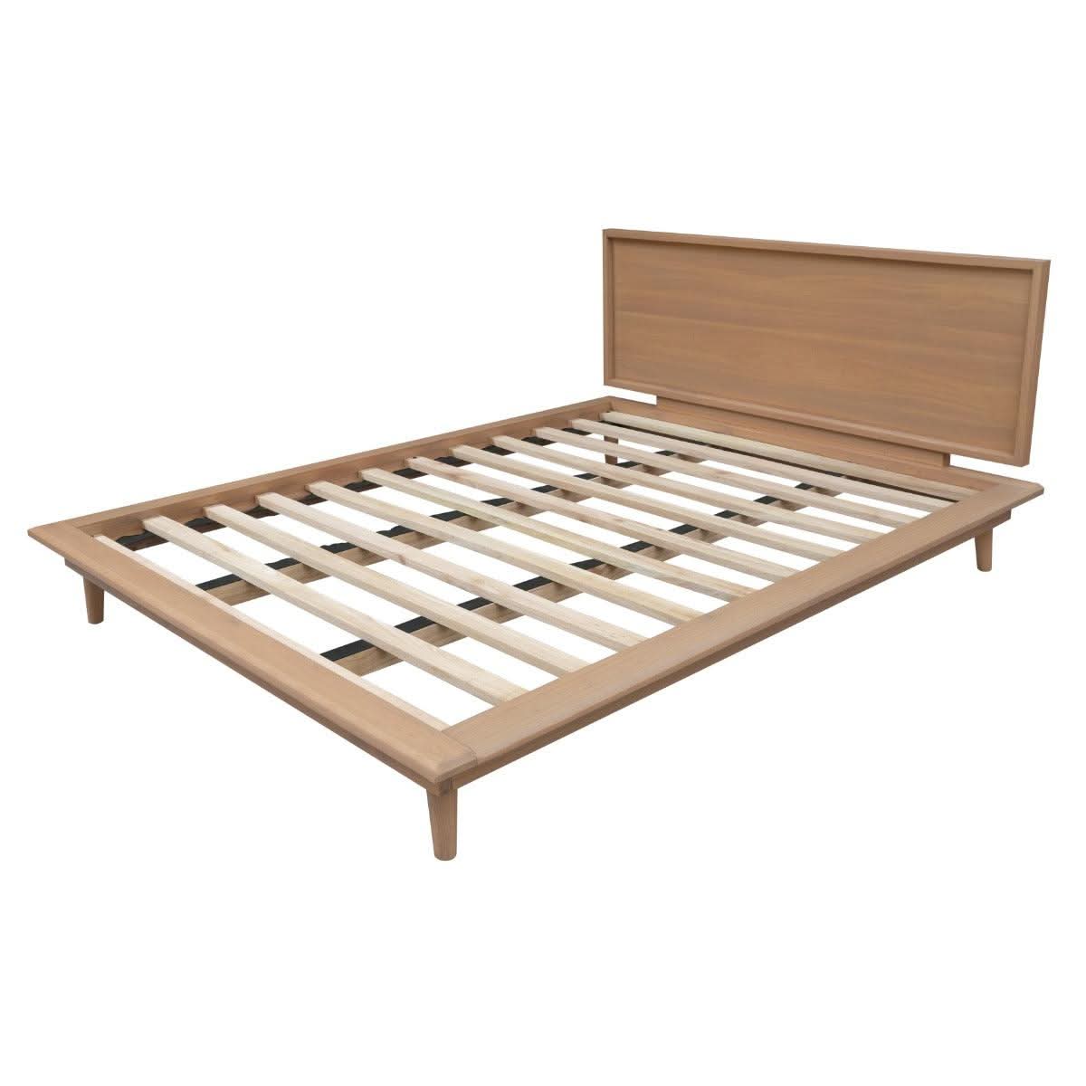 Gatsby Solid Mindi Timber Queen Size Bed in Natural - Chocolate Wood