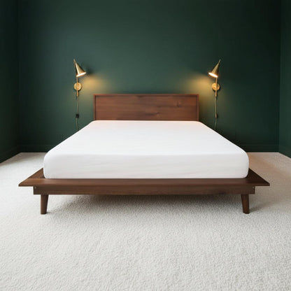Gatsby Solid Mindi Timber Queen Size Bed in Walnut - Chocolate Wood