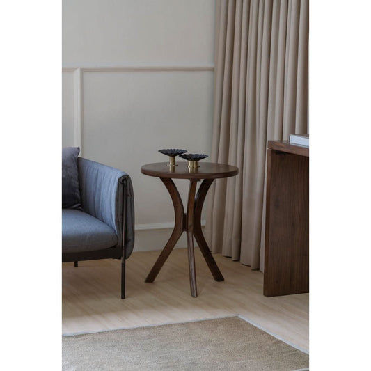 GATSBY WHITE CEDAR ROUND SIDE TABLE/LAMP TABLE SET BLACK - MyChocolateWood