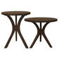 Gatsby Solid Mindi Timber Round Side Table / Lamp Table Set in Walnut - Chocolate Wood