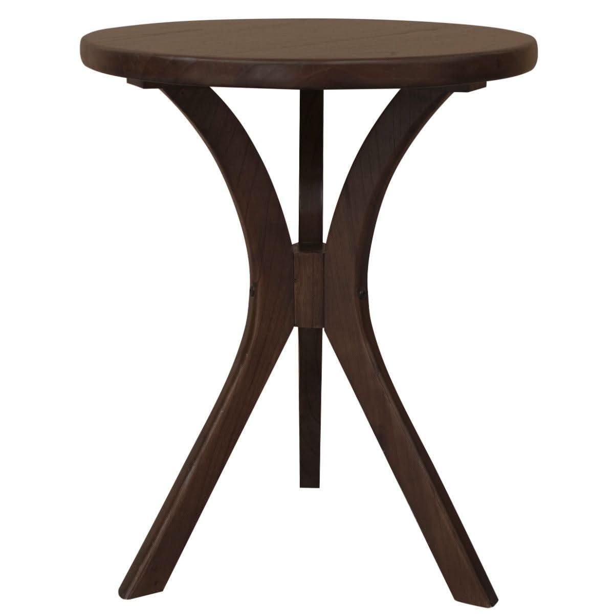 Gatsby Solid Mindi Timber Round Side Table / Lamp Table Set in Walnut - Chocolate Wood