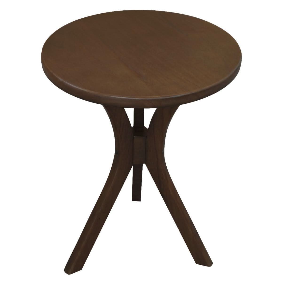 Gatsby Solid Mindi Timber Round Side Table / Lamp Table Set in Walnut - Chocolate Wood