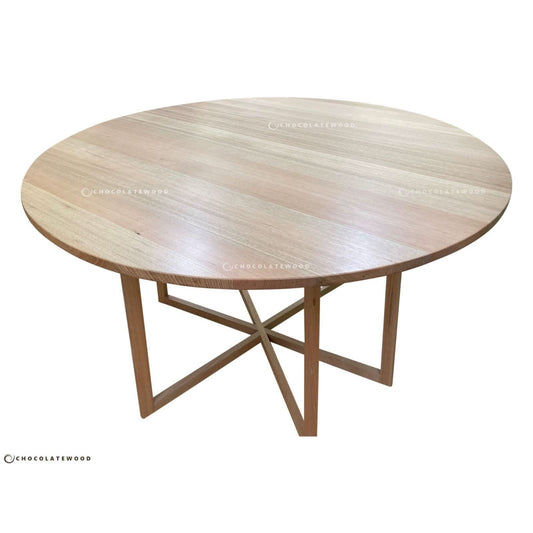 GETANO ROUND BAR TABLE IN SOLID TASSIE OAK CLEAR LACQUER - 150CM DIAMETER - MyChocolateWood