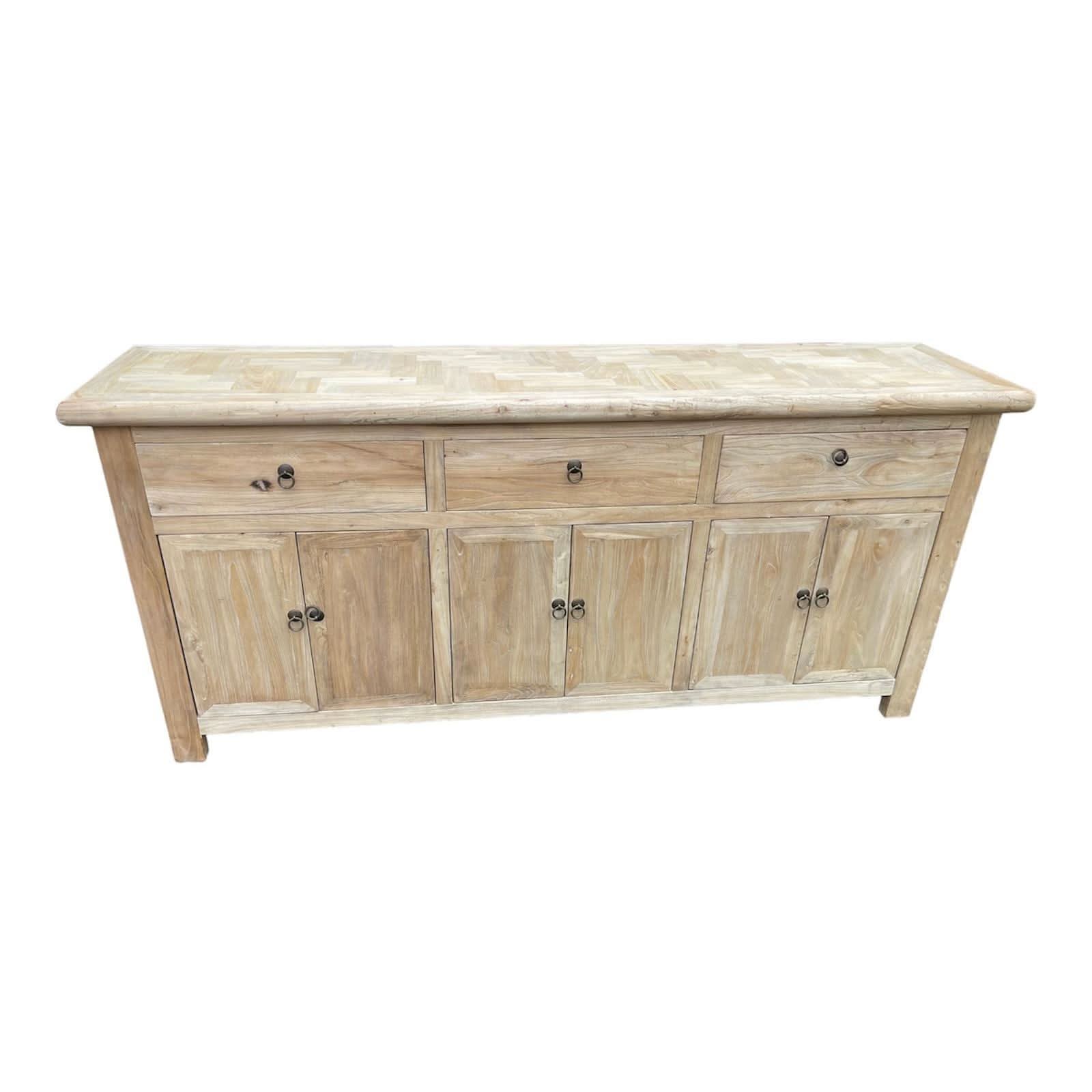 GIBRALTAR 3-DRAWER 6-DOOR SIDEBOARD / BUFFET - CRAFTED FROM RECYCLED ELM - MyChocolateWood