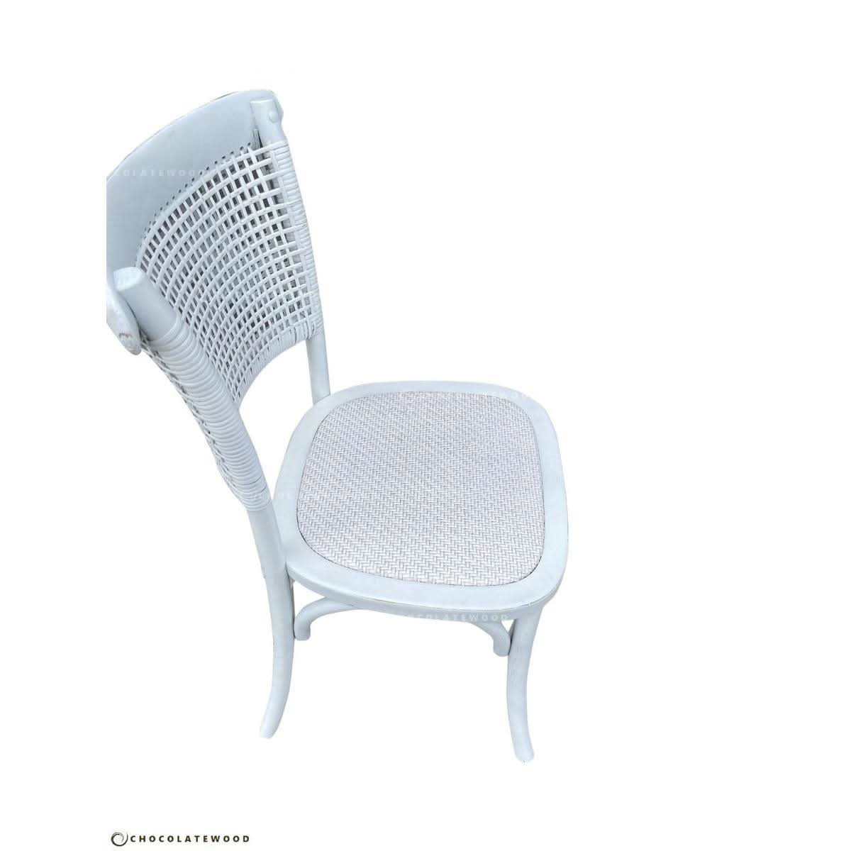 GIBRALTAR HAMPTON ROUND PARQUETRY DINING TABLE 150CM + 4 MARSEILLE WHITE DINING CHAIRS - MyChocolateWood