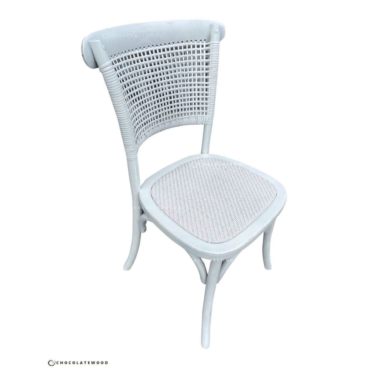 GIBRALTAR HAMPTON ROUND PARQUETRY DINING TABLE 150CM + 4 MARSEILLE WHITE DINING CHAIRS - MyChocolateWood