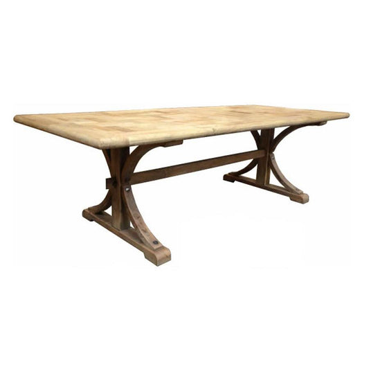 Gibraltar Hampton Style Rectangular Parquetry Dining Table in Natural - Chocolate Wood