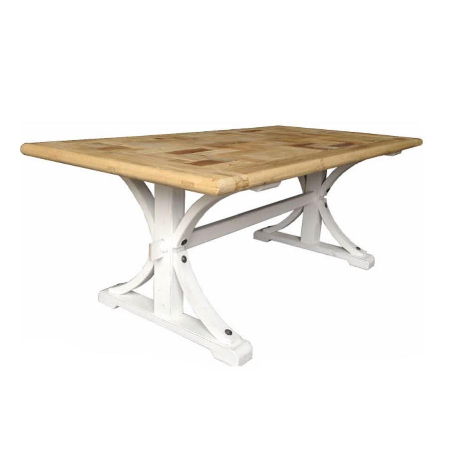 GIBRALTAR HAMPTON STYLE RECYCLED ELM DINING TABLE WITH LIGHT WHITE DISTRESSED LEGS 250CM - MyChocolateWood