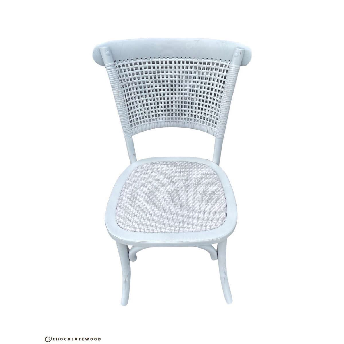 GIBRALTAR ROUND DINING TABLE IN 120CM + 4 MARSEILLE WHITE DINING CHAIRS - MyChocolateWood