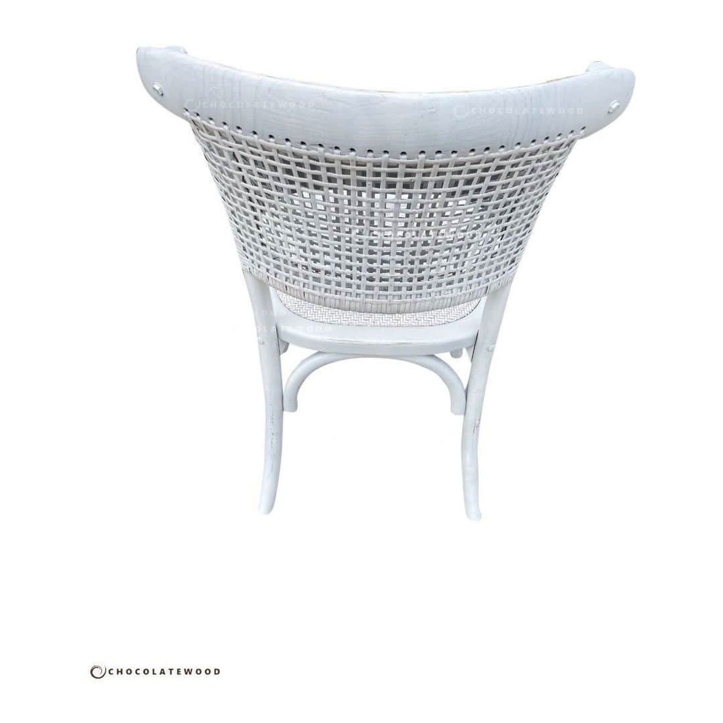 Gibraltar Round Dining Table + 4 Marseille White Dining Chairs, 140cm - Chocolate Wood