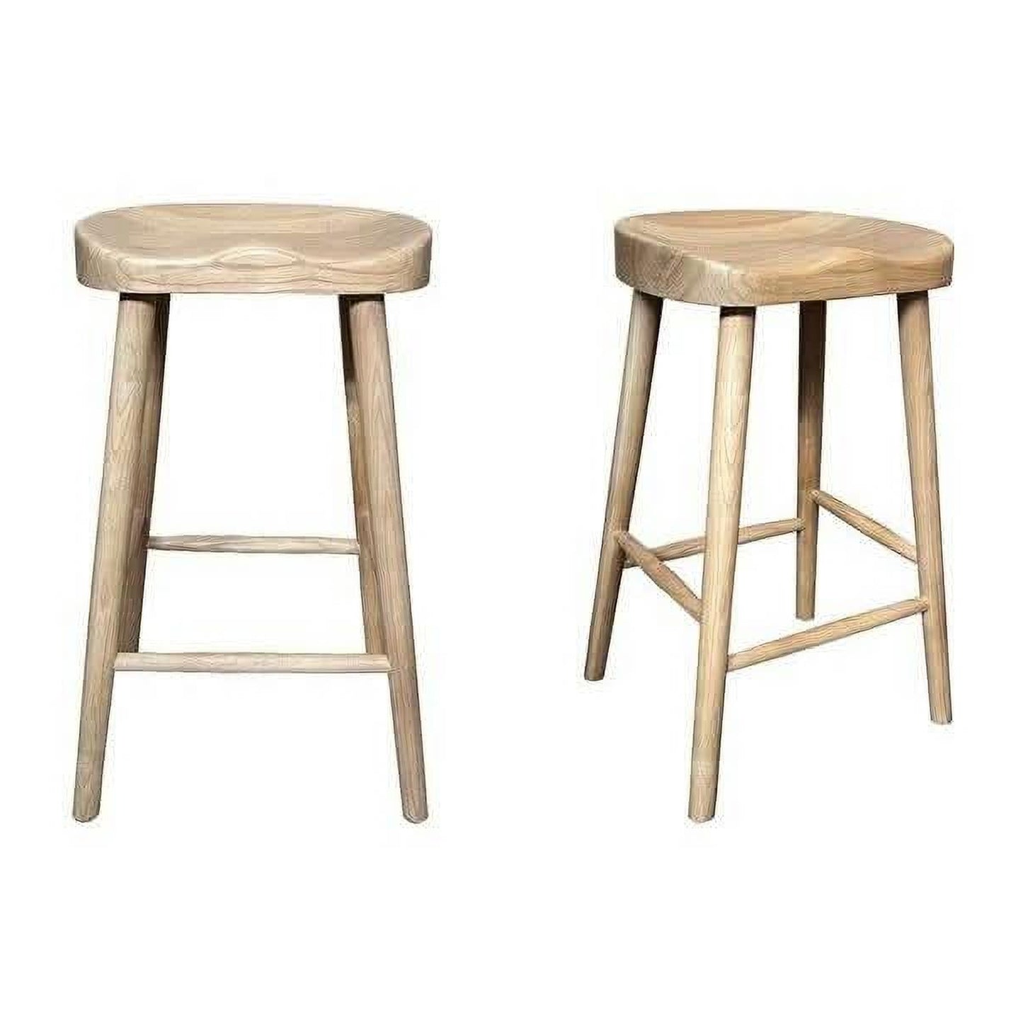 GILLI SOLID ASHWOOD TRACTOR STOOL NATURAL 40X32X66CM