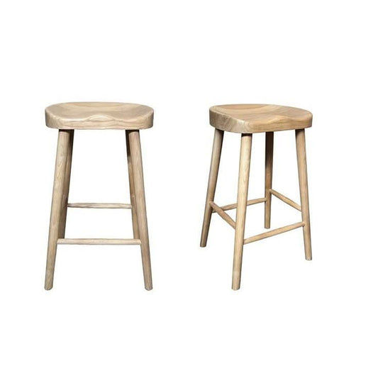 GILLI  SOLID ASHWOOD TRACTOR STOOL  NATURAL  40X32X66CM - MyChocolateWood
